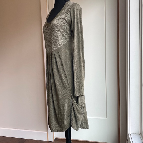Baby Doll Army Green Light Weight Woll Swing Dress - Picture 5 of 11